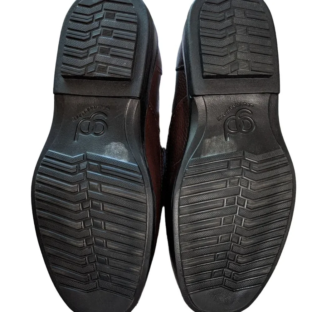 Gravity Defyer brown men's pebbled leather TB8141B rubber sole comfort loafer 11